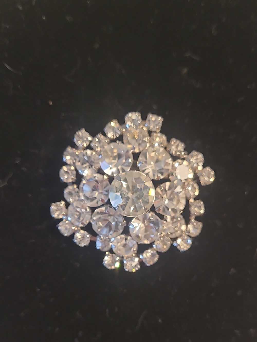 Vintage Clear Rhinestone Cluster Brooch
